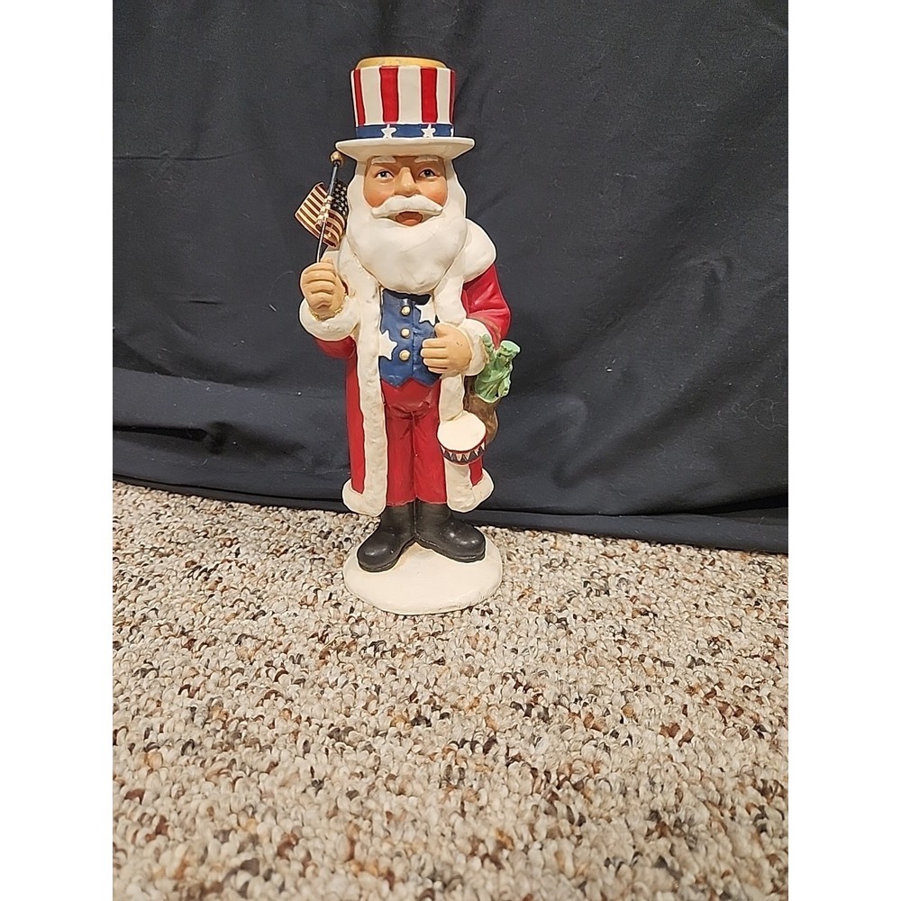 VINTAGE Kurt Adler Red White‎ And Blue 9" SANTA FIGURINE Candle Holder
